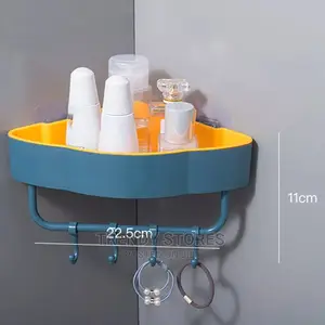 Punch Free Corner Bathroom Shelf With Self Adhesive Tape