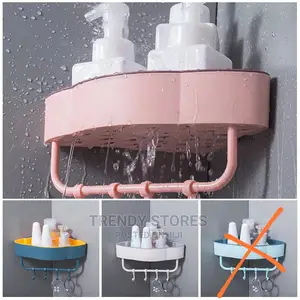 Punch Free Corner Bathroom Shelf With Self Adhesive Tape