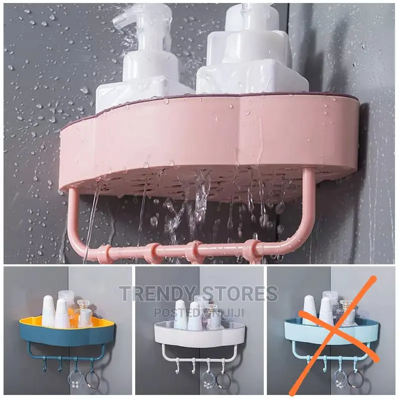 Punch Free Corner Bathroom Shelf With Self Adhesive Tape