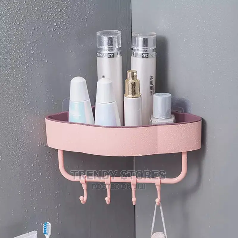 Punch Free Corner Bathroom Shelf With Self Adhesive Tape
