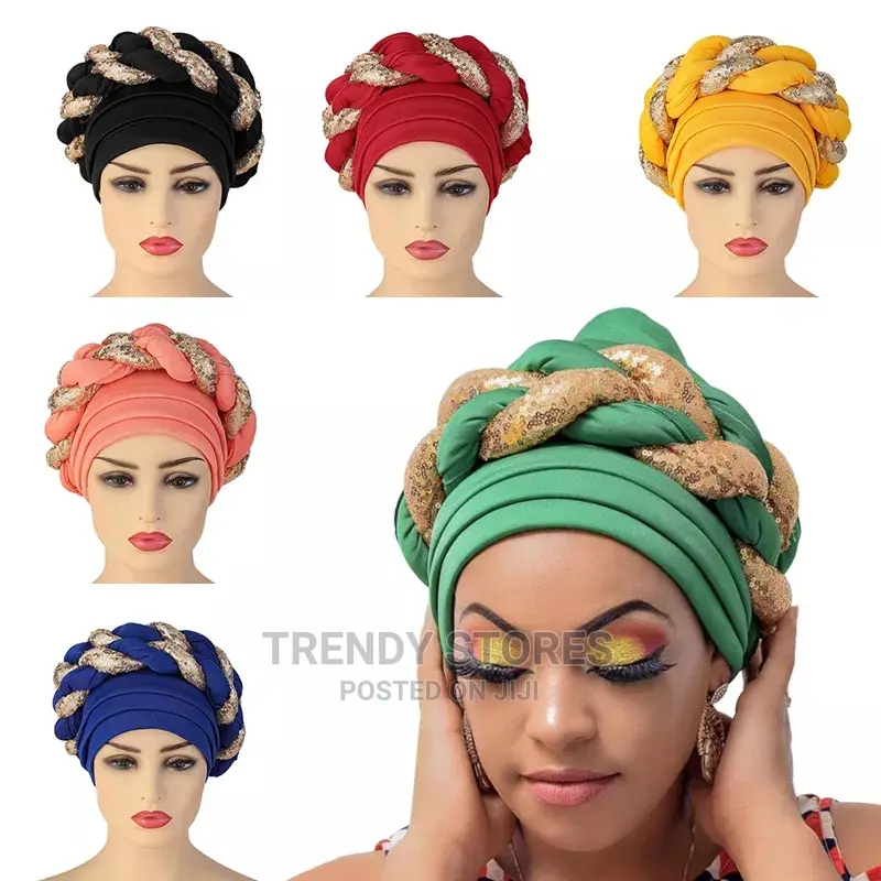 Headtie Sequin Braid Hat for Women