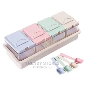 4 Slots Spice Storage With 4 Spoons