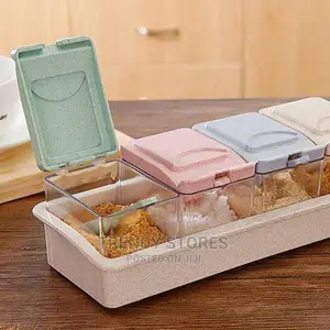 4 Slots Spice Storage With 4 Spoons