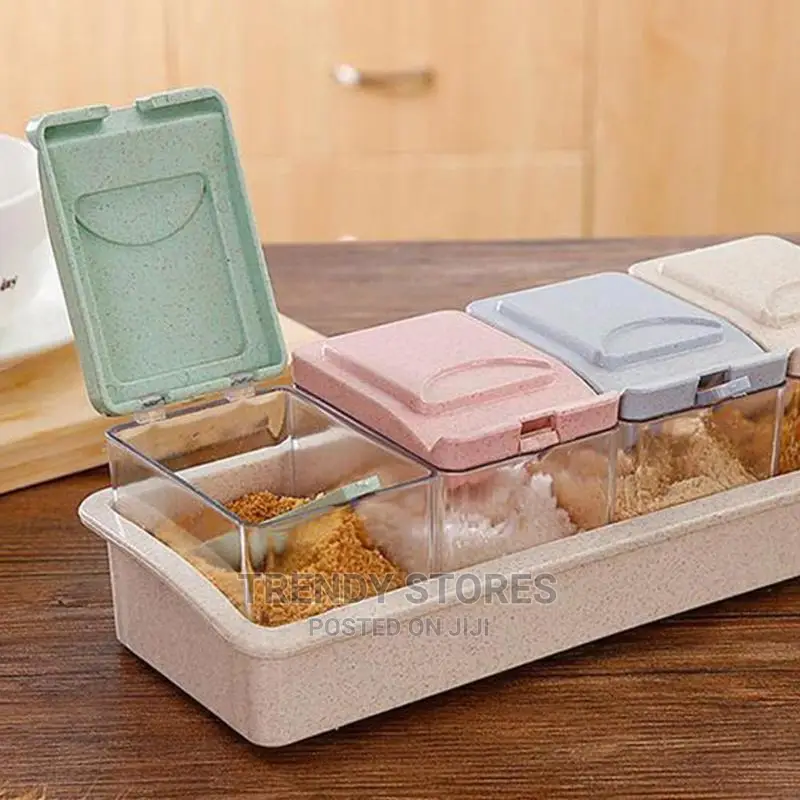 4 Slots Spice Storage With 4 Spoons