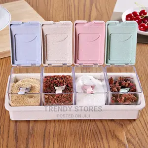 4 Slots Spice Storage With 4 Spoons