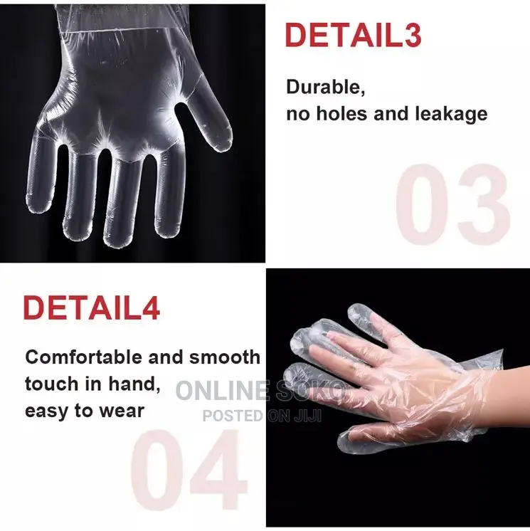 Multipurpose Disposable Polyethylene Gloves – 100 Pcs