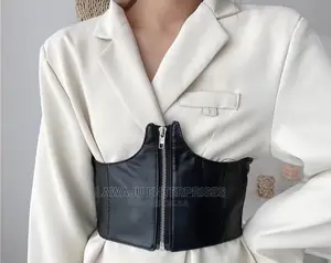 Zipper PU Leather Waist Belt