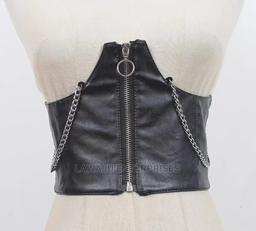 Zipper PU Leather Waist Belt