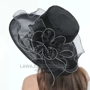 Black Organza Wide Brim Bucket Hat