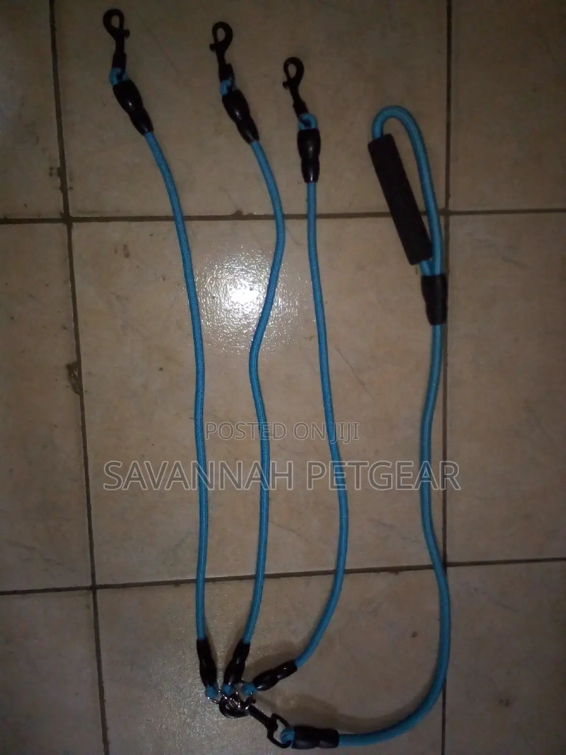 Three- Way Pet Leash With a Coupler Strong Rope Padded Hold