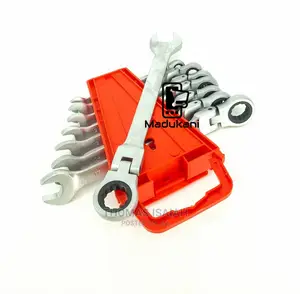 8pcs Swivel Head Ratchet Combination Spanner Set 8-19mm
