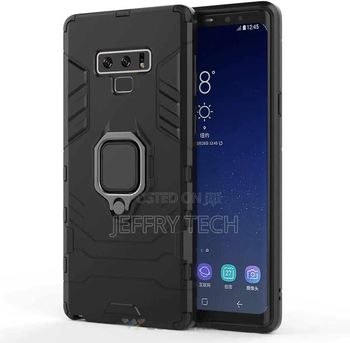 Black Galaxy Note 9 Armor Ring Case
