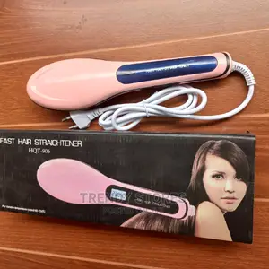 Hair Straighter -Hair Comb Brush -Pink/Black