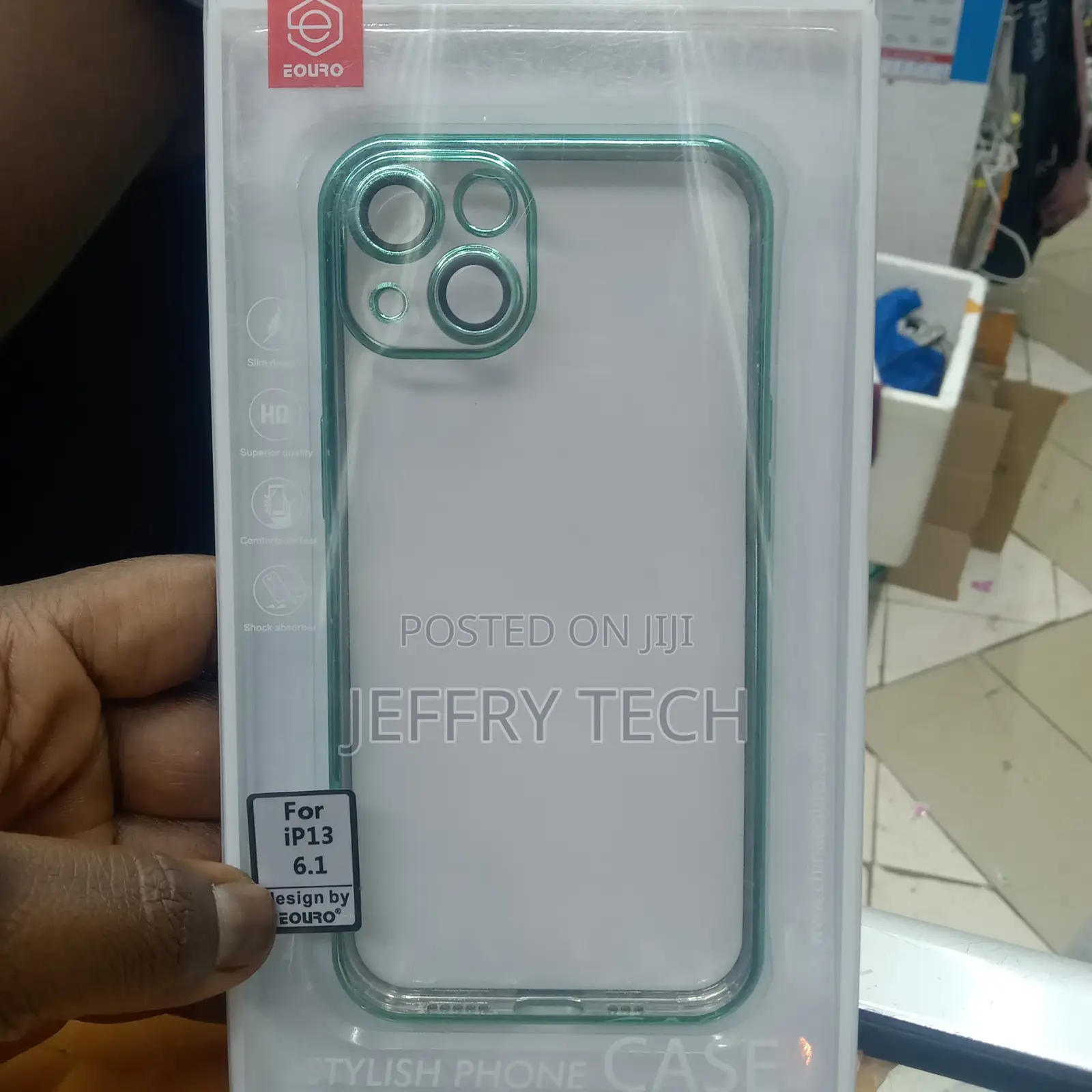 Clear iPhone 13 Case With Green Ridge