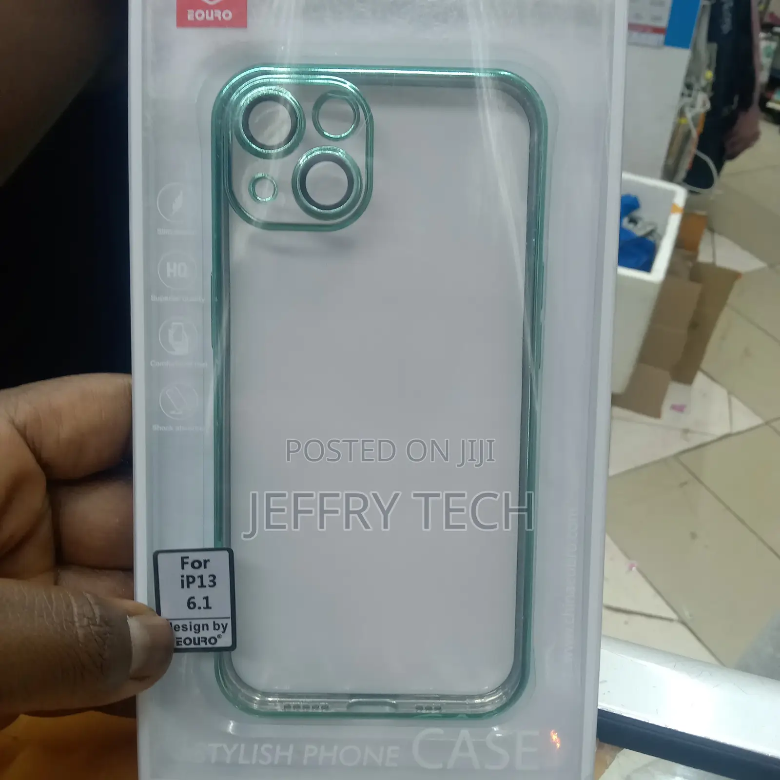 Clear iPhone 13 Case With Green Ridge