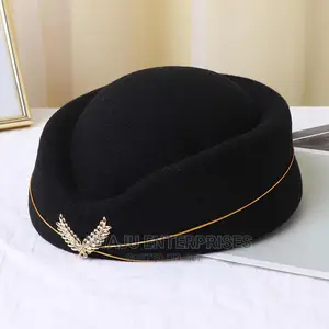 Women Air Hostess Hat - Black