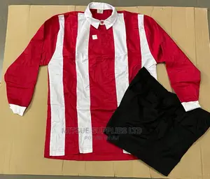 Heavy Cottom Striped Rugby Uniforms- Red Black