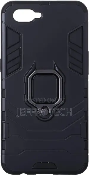 Iron Man Back Cover With Metal Ring for Oppo A3S - Black