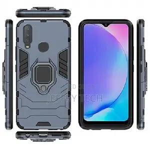 Ring Bumper Back Cover Kick Stand for Vivo Y12 - Blue