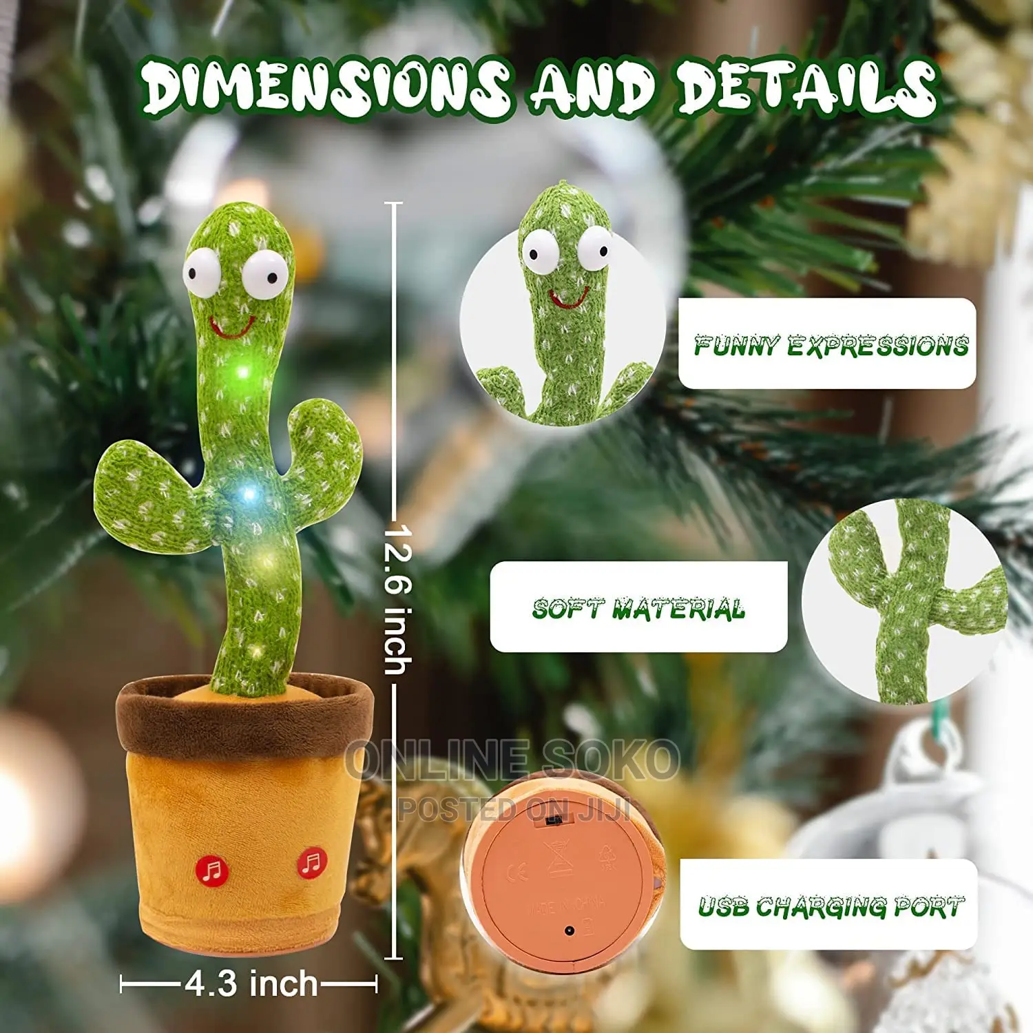 Kids Singing Talking Dancing Cactus Plush Toy