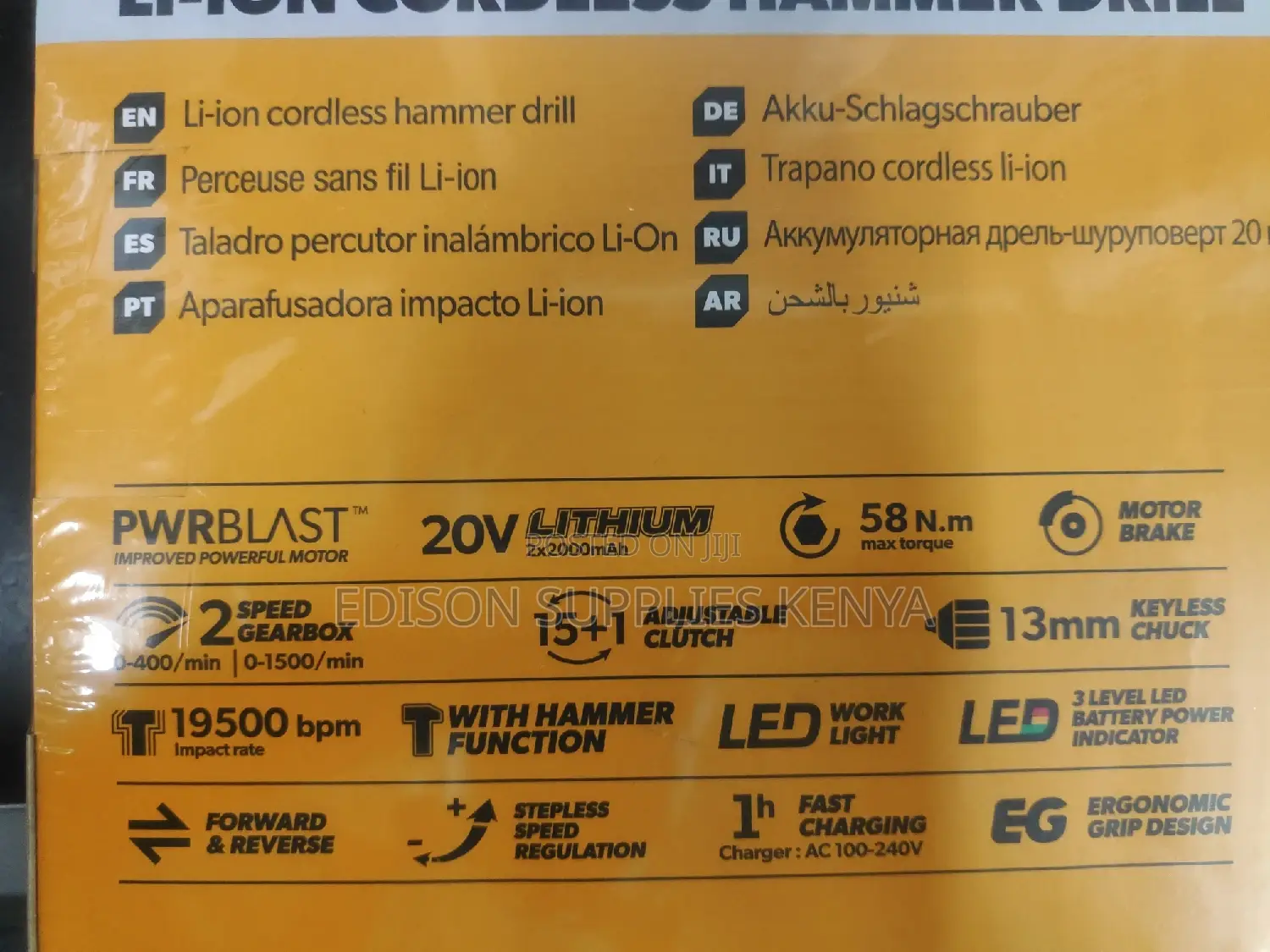 Cordless Drill Hammer Drill Tolsen Drill 20V + 2 Batteries