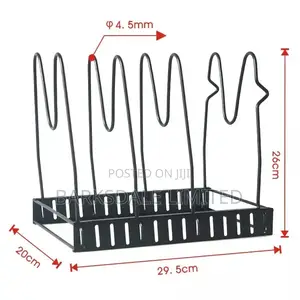 Adjustable Pans Pots Rack for Kitchen Lid Holder Black Metal