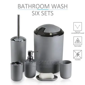 6in1 Bathroom Bin Brush Set
