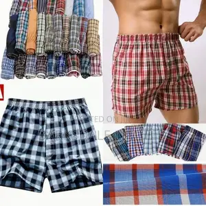 Boxers Men Cotton Underwear 2 Pack Checked XXL 44-46 Inches