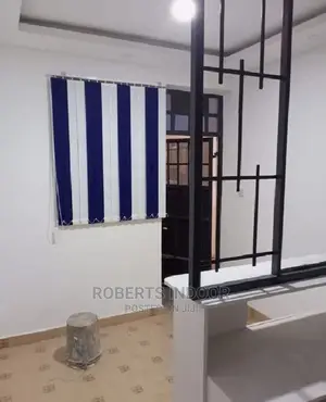 Blue and White Vertical Window Blinds