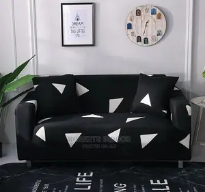 Black and White 5seater Printed Sofa Cover