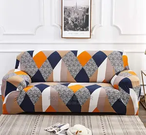 Printed Orange and Blue 3 Seater Sofa Cover