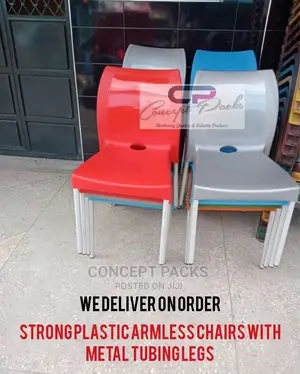Strong Armless Chair With Metal Tubing/Chrome Legs.