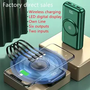 Power Bank 30000mah+Wireless Powerbank, 4 Cables Dual USB