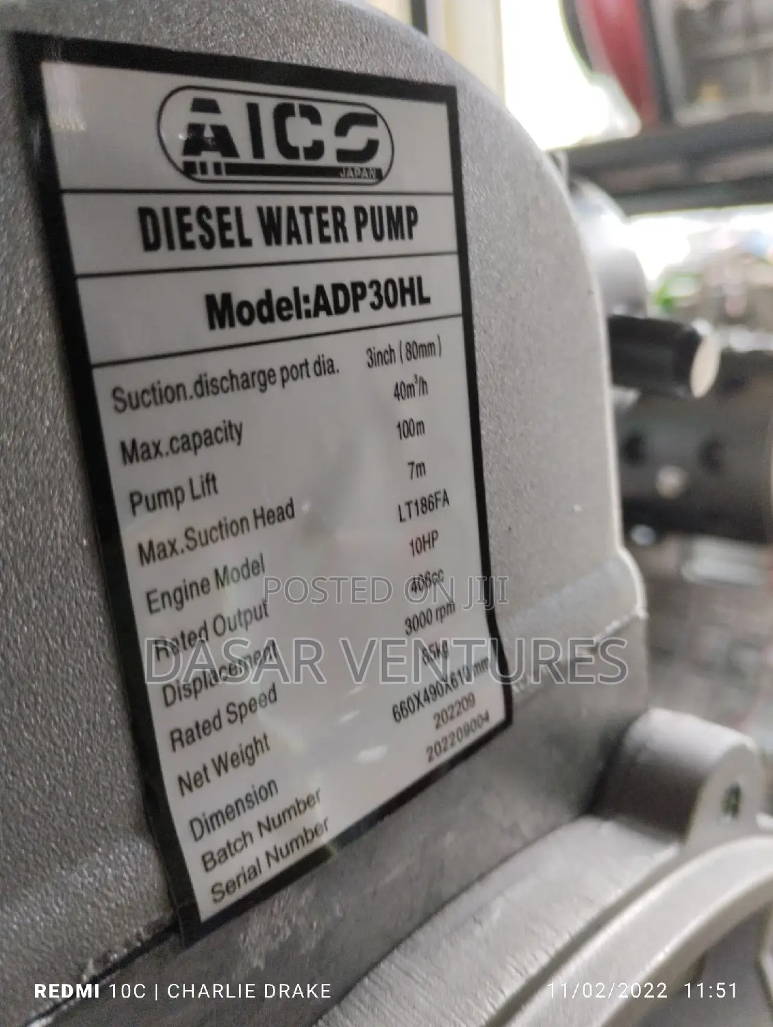 High Pressure Water Pump 100m 196f Engine