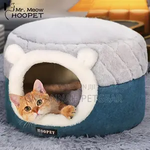Romeow Holiday Enclosed Cat Bed House for Cats Small Dogs