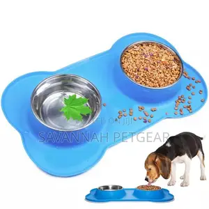 Pet-Icon Double Stainless Steel Pet Bowl With Silicone Mat