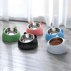 Romeow Tilted Stainless Steel Dog Cat Bowl