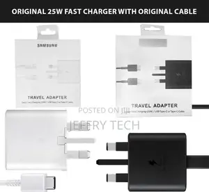 Samsung Type C 25W Fast Charger USB-C Cable Mains Plug/Wal