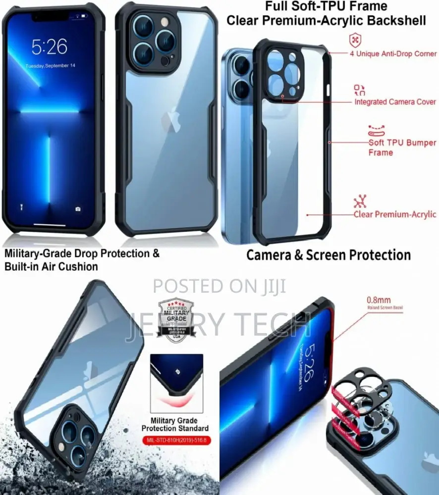 iPhone 13 Pro Max Case Shockproof Soft TPU Frame Clear Acryl