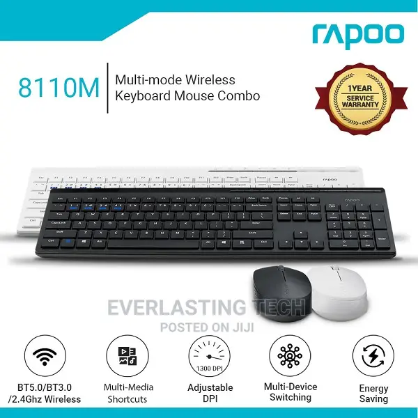 Rapoo Multi-Mode Wireless Keyboard Mouse 8110M