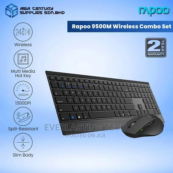 Rapoo Wireless Keyboard Mouse 9500M Multi-Mode
