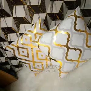 Whote and Gold Themed Throw Pillows