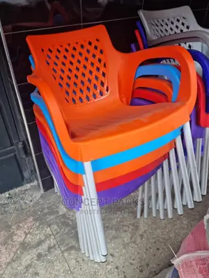 Strong Comfortable Plastic Chair With Metallic Legs.