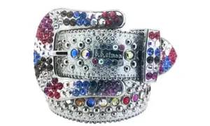 Legit Iced BB Simon Lavasan Silver Leather Belt