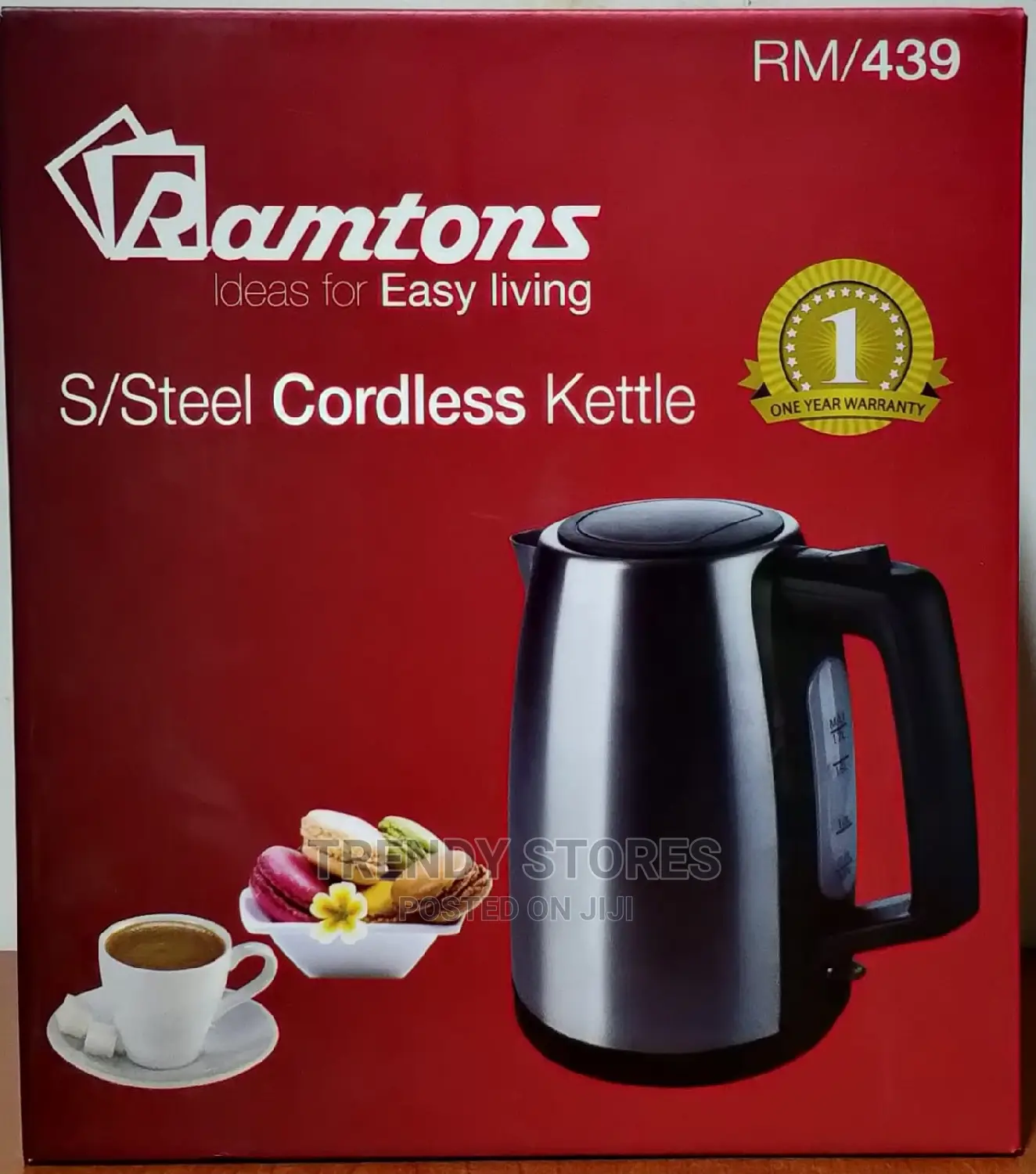 RM439 Ramtons Stainless Steel Cordless Kettle 1.7L