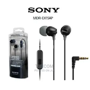 Sony MDR EX15AP L- Shaped Jack In-Ear Earphones - Black