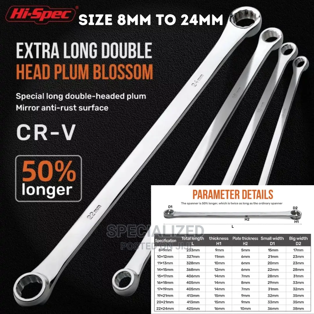 Extra-Long Double End Ring Spanner Set - Metric,