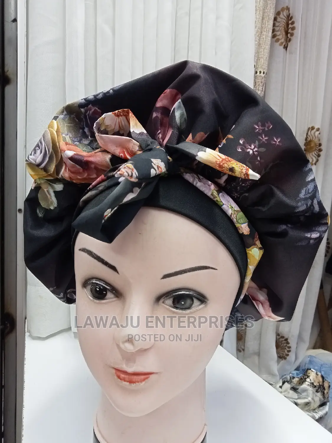 Flowered Satin Bonnet