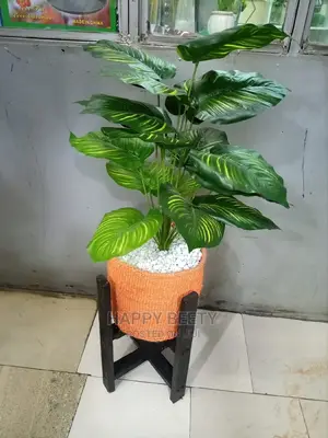 Artificial Plants With Kyondo and Plant Stand