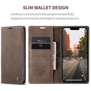 Caseme iPhone 14 Wallet Kickstand Magnetic Case Coffee